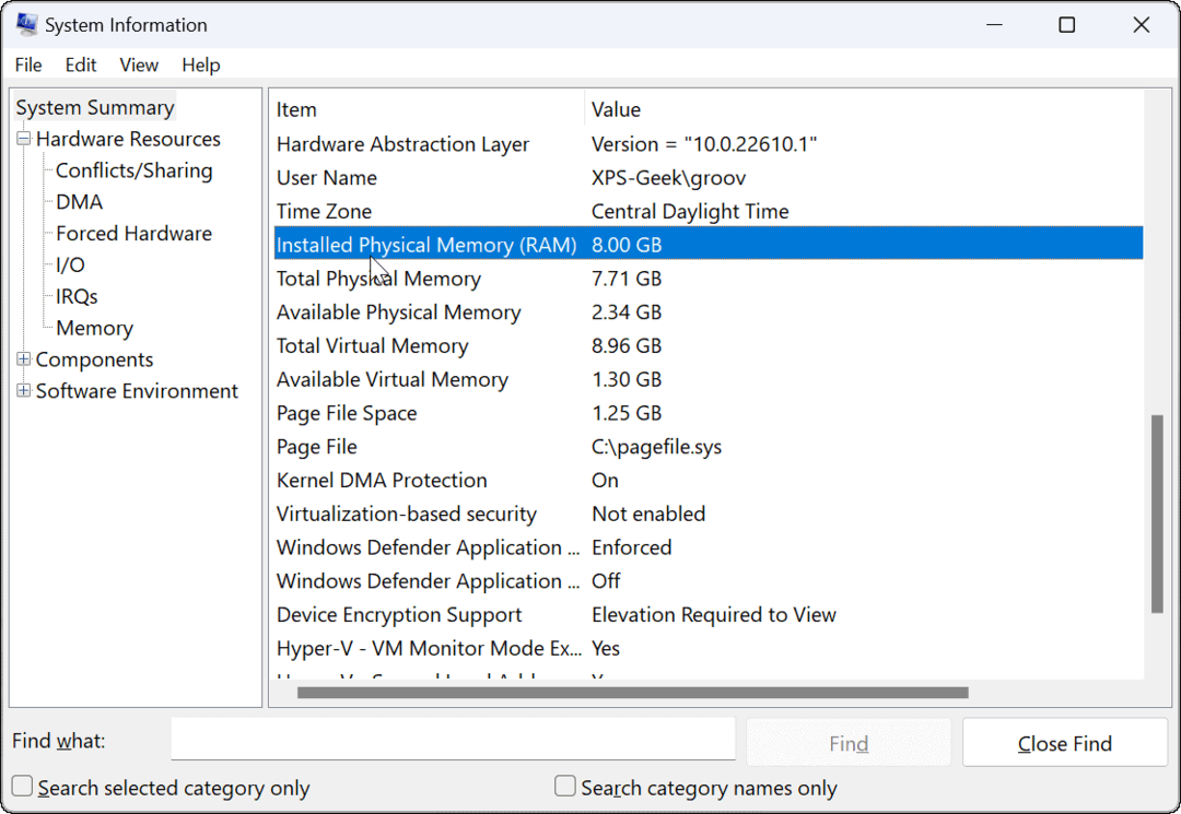 controlla le informazioni sulla RAM su Windows 11