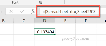 Riferimento a singola cella da un file di foglio di calcolo Excel esterno