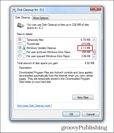 l'aggiornamento di Windows 7 elimina i vecchi file puliti