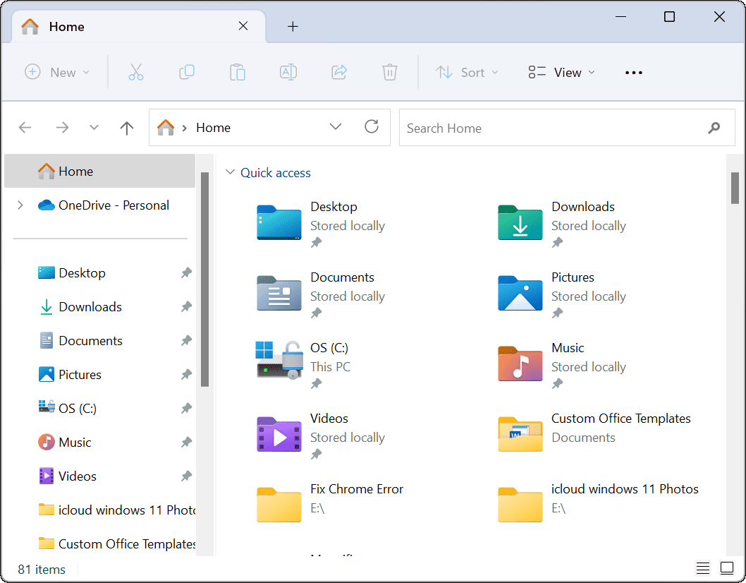 Esplora file Apri su OneDrive 
