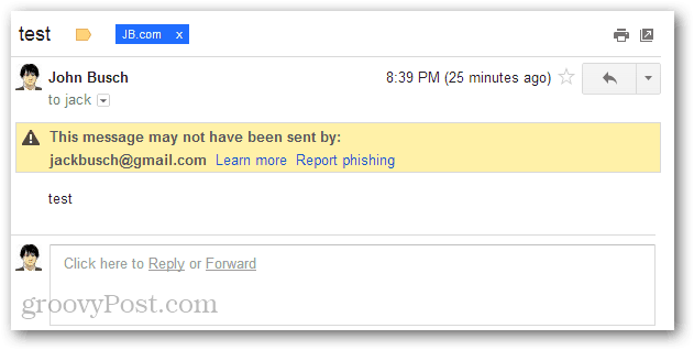 Questo messaggio potrebbe non essere stato inviato da phishing di report