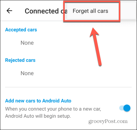 Android auto dimentica tutte le auto