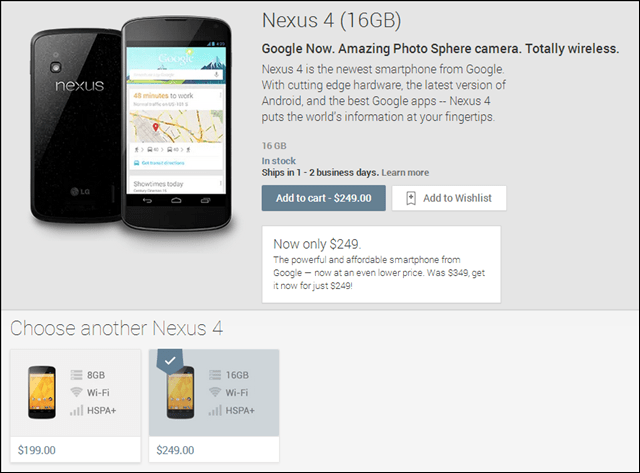 Google Sconta Nexus 4 Smartphone Android a $ 199