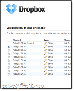 Dropbox versioning e backup