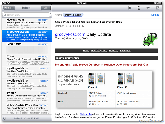 Posta in arrivo iOS 5