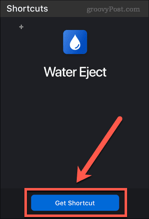 ottenere la scorciatoia per iPhone di espulsione dell'acqua