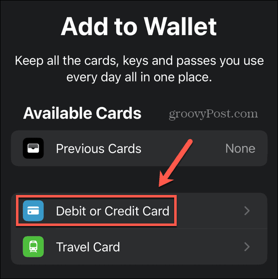 carte di debito o di credito Apple Pay