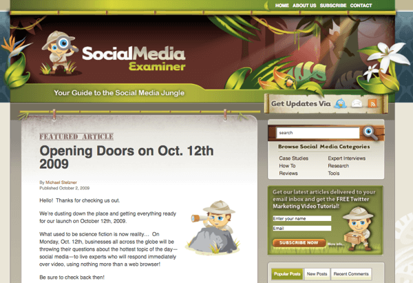 SocialMediaExaminer.com nell'ottobre 2012.