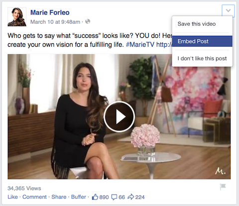 marie forleo video post facebook