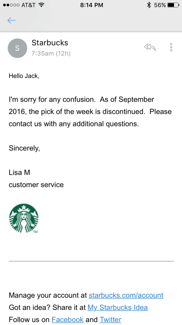 le app gratuite di Starbucks non sono più disponibili