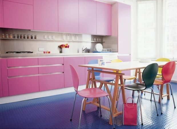 decorazione della cucina blu rosa