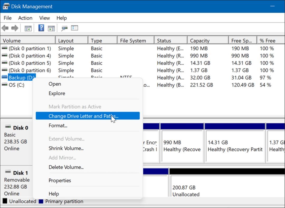 aprire la gestione del disco nel menu Power User di Windows 11
