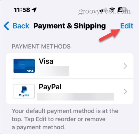 Modifica il metodo di pagamento del tuo account Apple