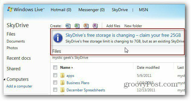 Ottieni i tuoi 25 GB di SkyDrive