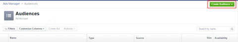 crea un nuovo pubblico personalizzato nel gestore degli annunci di Facebook