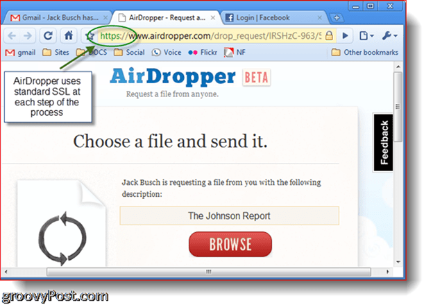 Schermata della foto di Dropbox Airdropper: scegli un file