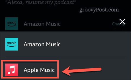 Alexa seleziona Apple Music