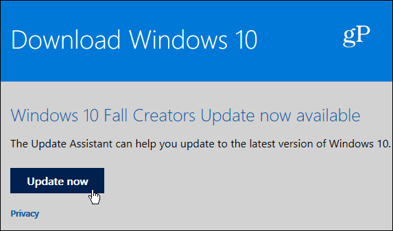 3 Pagina Assistente aggiornamento Windows 10