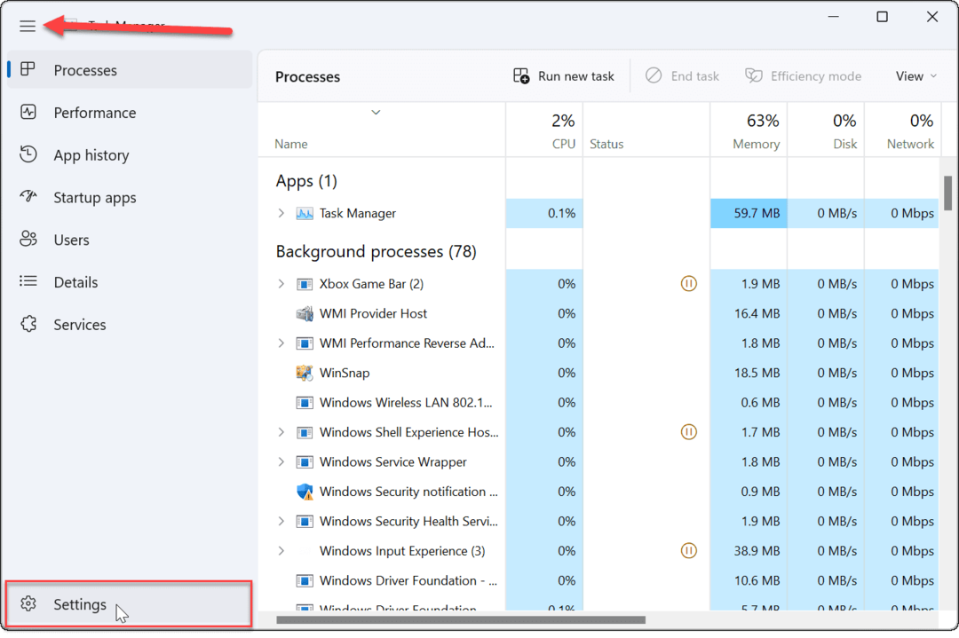 Come modificare la pagina di avvio di Task Manager su Windows 11