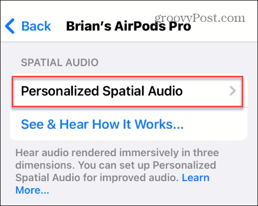Usa l'audio spaziale su Apple AirPods