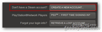 crea un nuovo account Steam