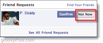 La nuova funzione amico "Not Now" di Facebook