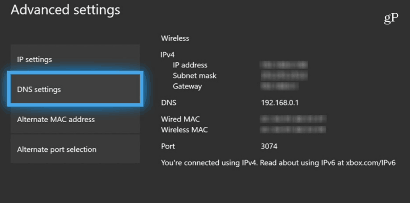 Impostazioni DNS di Xbox One