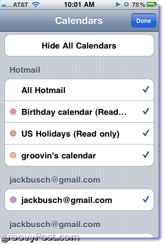 Calendario di Hotmail