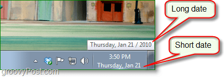 Schermata di Windows 7 - data lunga vs. breve data