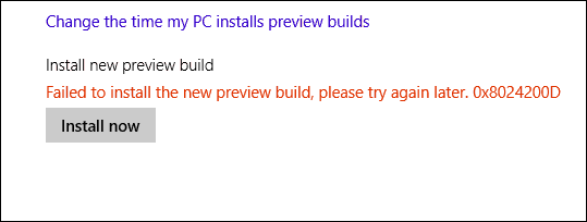 Messaggio di errore di build di Windows 10