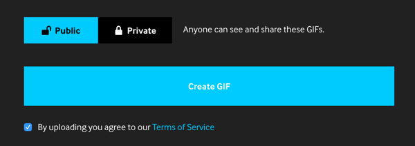 Imposta la tua GIF su Pubblico se desideri condividerla sui tuoi canali di social media.
