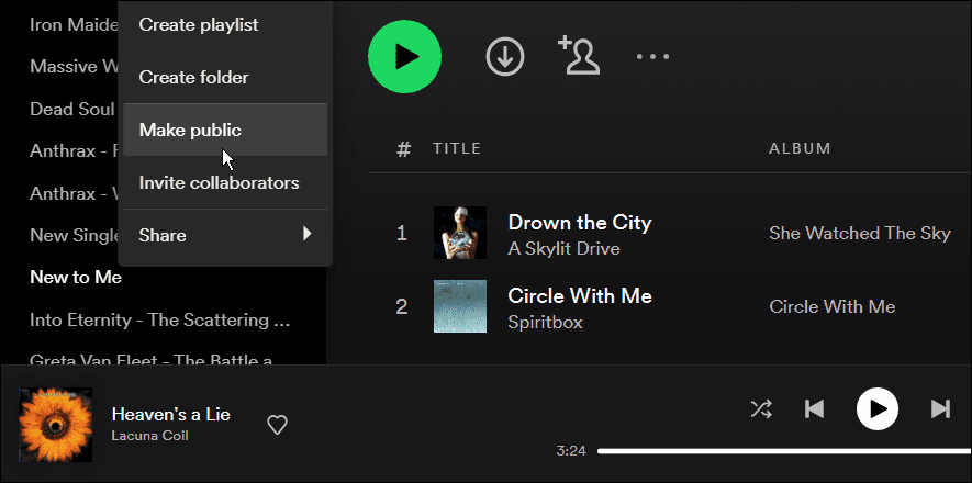 Rendi privata una playlist su Spotify
