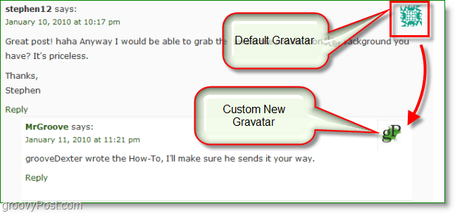 Screenshot di Gravatar - generato vs. costume