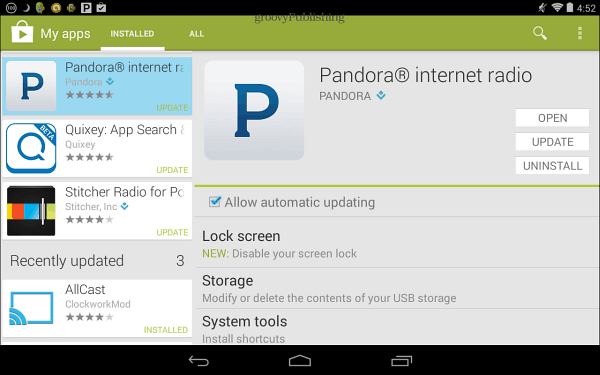 Pandora Aggiorna Google Play Store