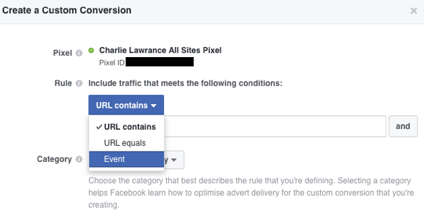 Crea conversioni personalizzate basate su eventi nel tuo Facebook Ads Manager.