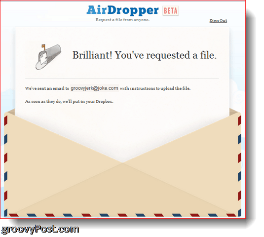 Dropbox AirDropper - Il file è stato inviato