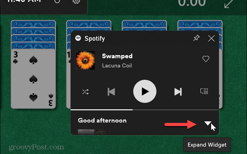 espandere il widget Spotify