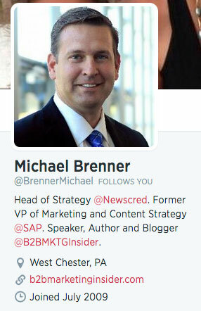profilo twitter bio di michael brenner