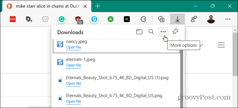 Altre opzioni Elenco dei download Edge