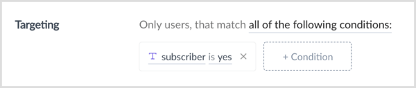 Fai clic su + Condizione per segmentare il tuo pubblico.