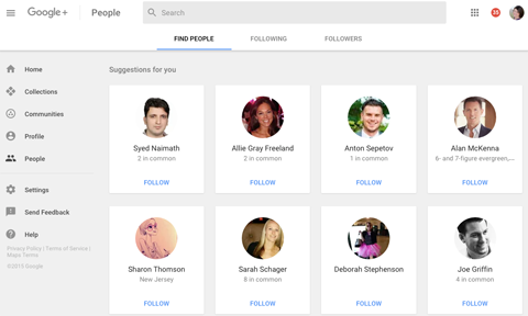 nuove persone locali di google plus con cui connettersi