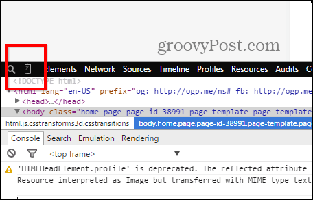 Emulazione degli strumenti di sviluppo di Chrome