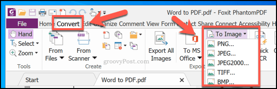 Conversione di PDF in un'immagine utilizzando PhantomPDF