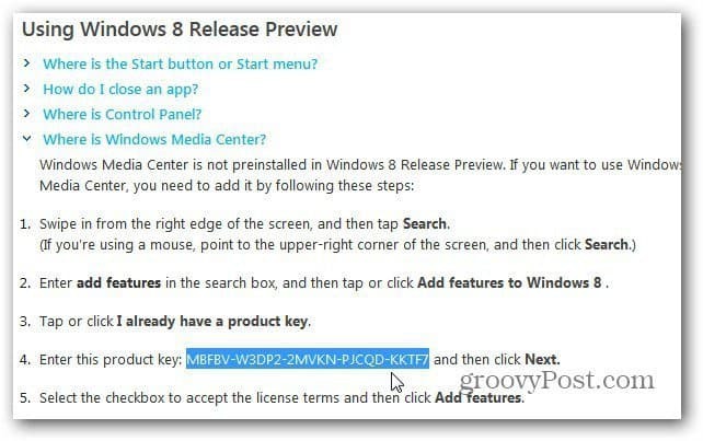 Installa Windows Media Center su Windows 8 Anteprima di rilascio