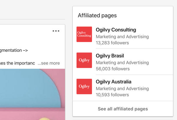 Le pagine aziendali di LinkedIn affiliate di Ogilvy.