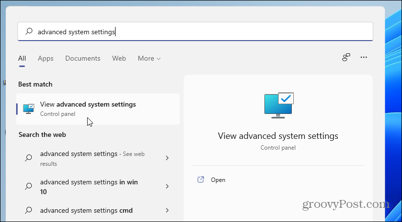 impostazioni di sistema avanzate Windows 11