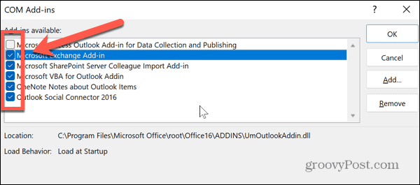 componenti aggiuntivi di Outlook