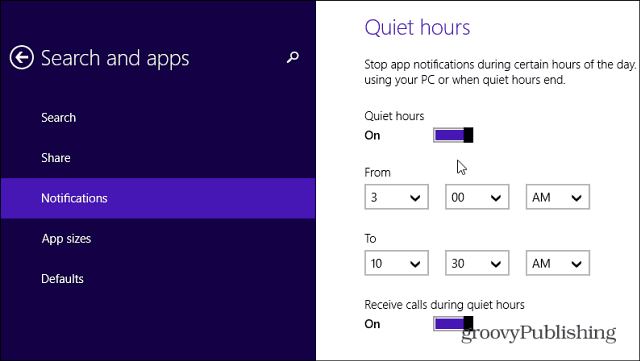 Quiet Hours in Windows 8.1 consente di disabilitare le notifiche delle app