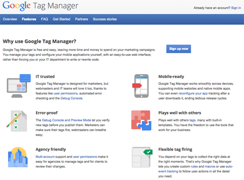 funzionalità di google tag manager