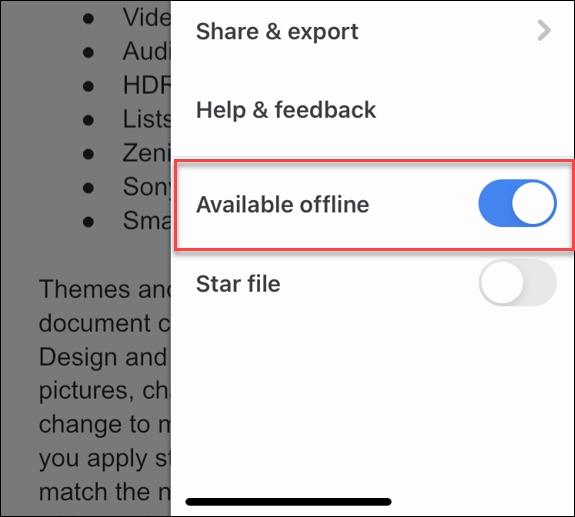 disponibile offline google docs mobile